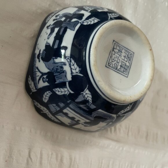 Vintage Chinese porcelain bowl square blue and white - Picture 4 of 13